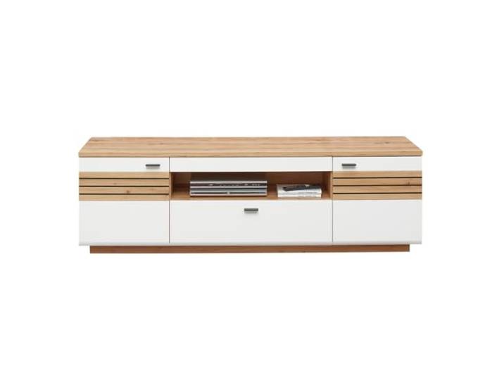 Lomadox TV-Lowboard mit Beleuchtung 190cm breit, weiß mit Eiche