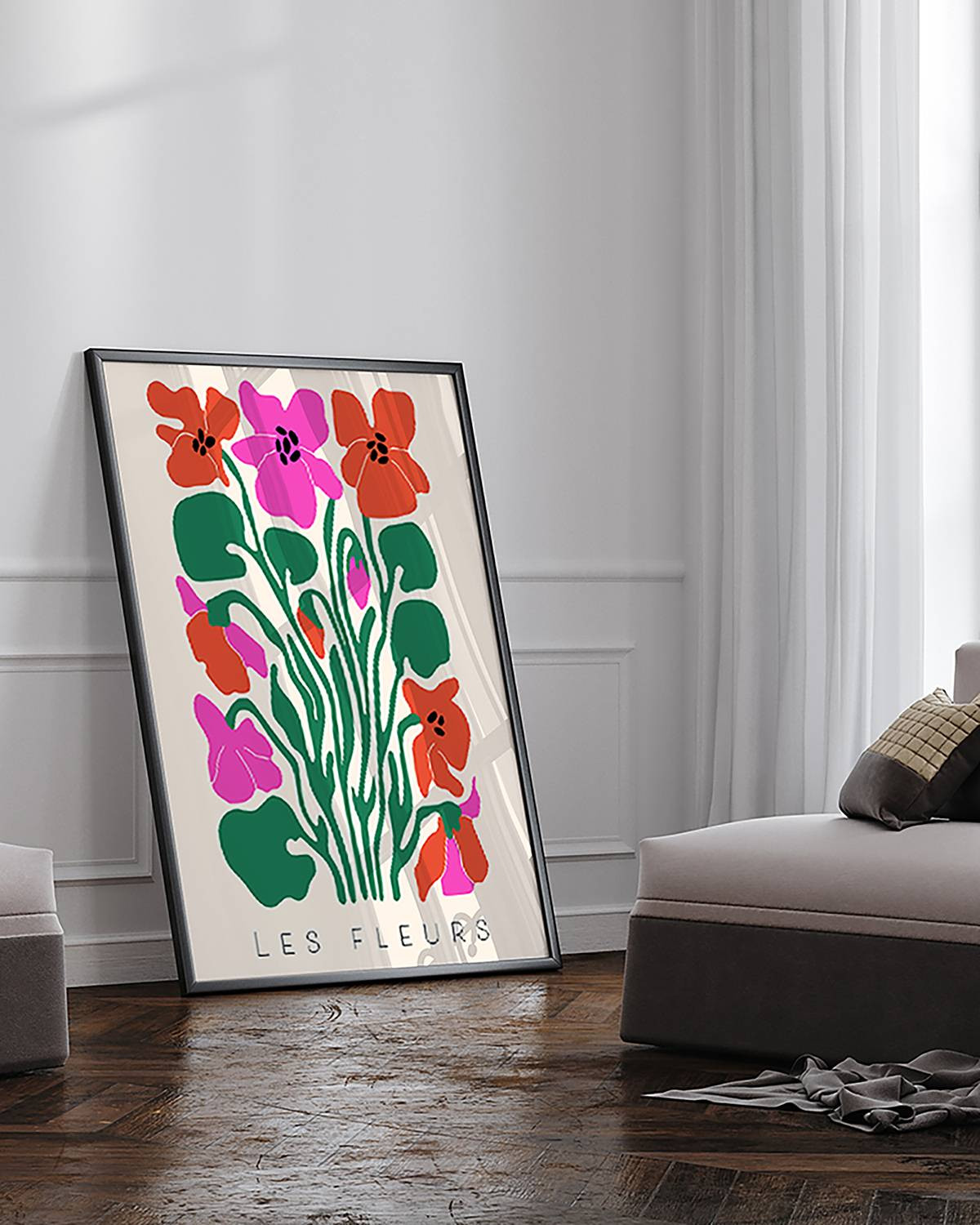 home24 I Love Lijst Afbeelding Les Fleurs - Meerdere kleuren - 73 x 93 cm