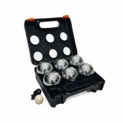Relaxdays 6 Boule Kugeln im Set Orange,Schwarz,Silber