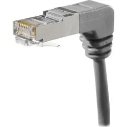 Exertis Connect Patchkabel Cat. 6A, S/FTP (PiMF), beidseitig abgewinkelt, grau, 0,7 m