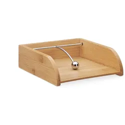 Relaxdays Serviettenhalter Holz, für 33x33 Servietten, mit Beschwerer, flach, Tisch Serviettenablage, aus Bambus, natur
