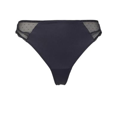 String AFTER EDEN, Damen, Gr. M, schwarz (dunkelgrau), Obermaterial: 87% Nylon, 13% Elasthan, körpernah, Unterhosen String, mit Spitzendetails