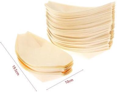 Inspired Finds 50 Piece Disposable Wooden Boat Plate Set Pine Wood Sushi Trays For Serving Snacks And Desserts 7in