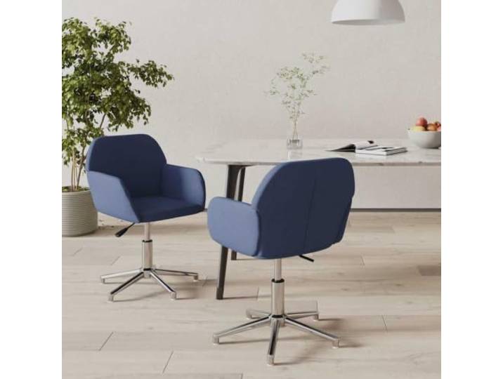 HEFZGDB Drehbare Esszimmerstühle 2 STK. Blau Stoff mit Armlehnen Ergonomisch Drehstuhl Metallrahmen Langlebig Atmungsaktiv Wohnzimmer Sessel