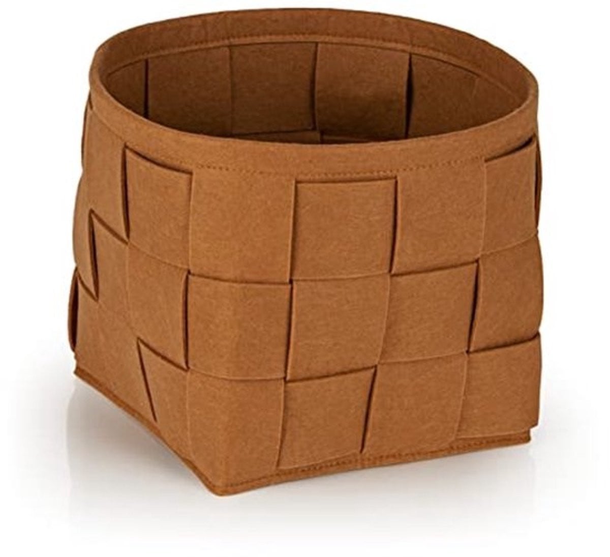 Opvouwbare vilten opbergmand voor haardhout en tijdschriften - Roestbruin - B/D/H: 24 x 24 x 24 cm