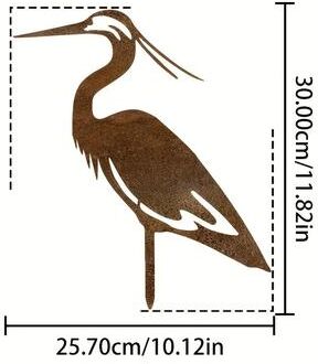 Inspire Select Rusted Metal Crane Garden Statue Weather Resistant Heron Bird Sculpture For Outdoor Yard & Lawn Decor ai00711