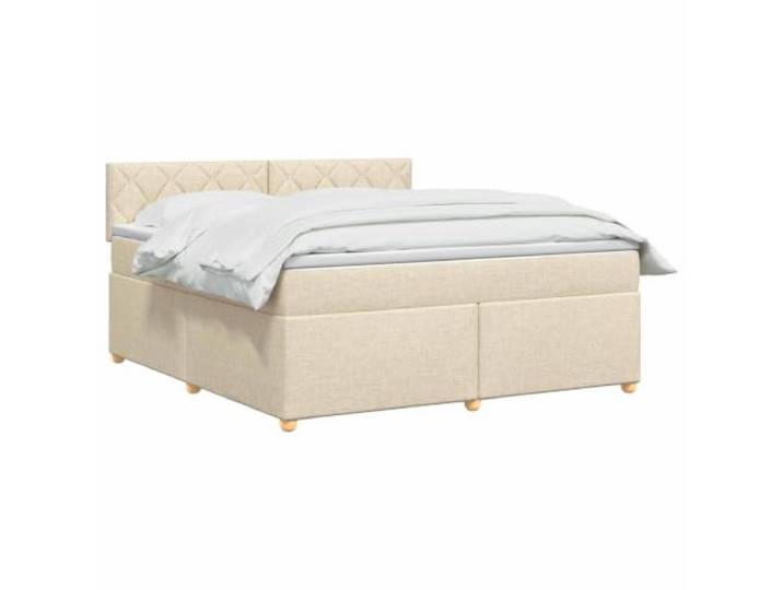 vidaXL Boxspringbett mit Matratze Creme 140 x 200 cm Stoff Modernes Design mit klaren Linien, Passt sich deinem Stil und Komfort an, Ideale Unterstützung für alle Schlafpositionen