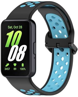 Everyday Crate XDfind Samsung Galaxy Fit 3 Silicone Watch Band Two Color Breathable Watch Strap black Blue