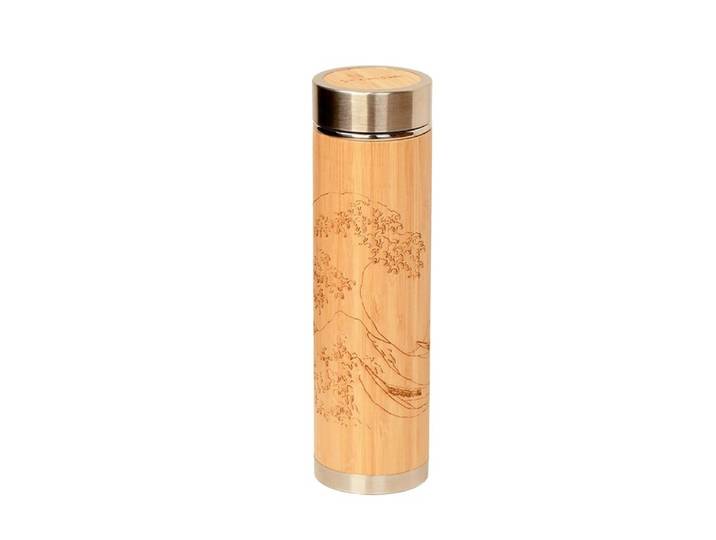 Bouteille à thé en bambou 400 ml - La grande vague de Kanagawa
