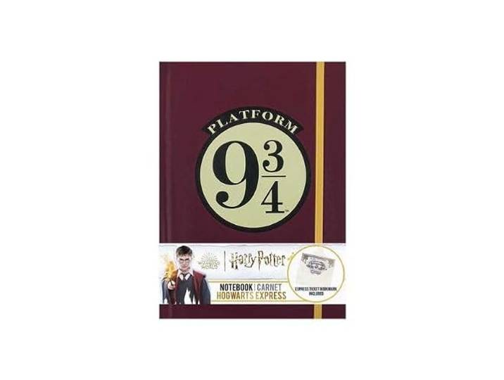 Gebonden notitieboek en bladwijzer: Hogwarts Express notitieboek met 160 pagina's met vaste omslag, gesloten door een elastiek.