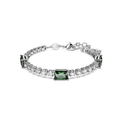 Armband SWAROVSKI "MATRIX" Gr. M, grün (metallfarben, kristallweiß, grün, kristallweiß, grün), Armbänder, Damen, M, Metall, Armband, mit Zirkonia (synth.)