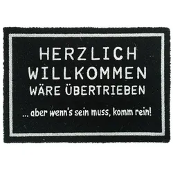 Relaxdays Kokos Fußmatte mit Spruch 60x40 cm Weiß,Schwarz