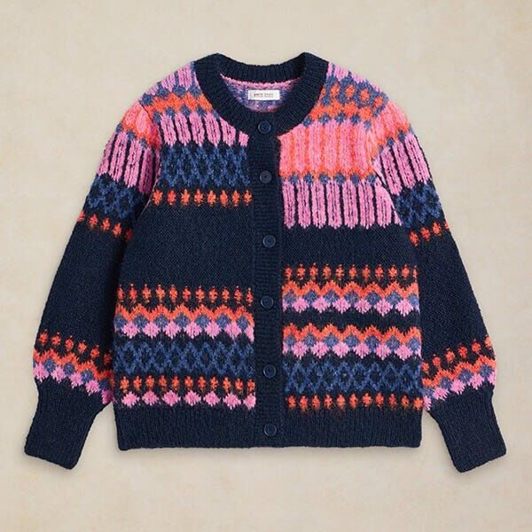 White Stuff Ladies Kelly Fluffy Cardi Navy Multi
