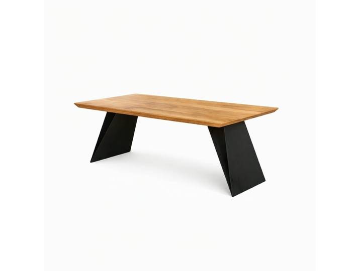 Table à manger bois et métal à pieds obliques 200 cm