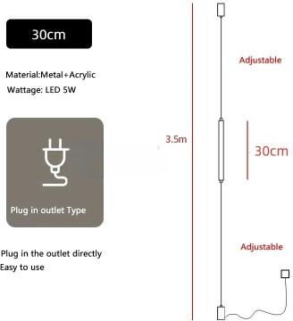 Uplifted Goods Italian Design Acrylic Line Floor Lamp For Bedroom And Living Room plug Type 30cm white Light 6000k