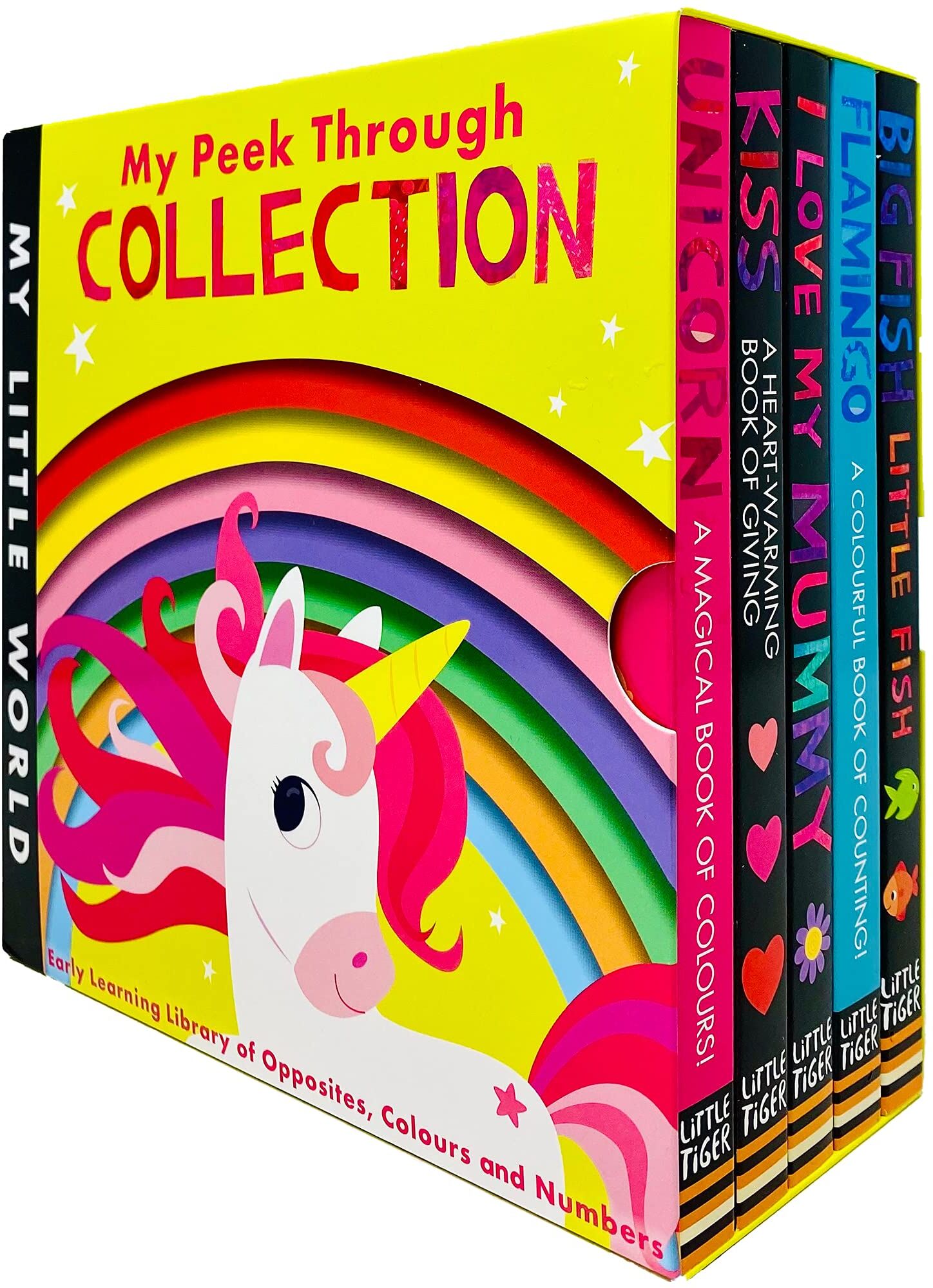 Little Tiger My Little World Peek Through Collection 5 Books Set by Jonathan Litton - Board Book - Ages 3-5 - Finger-Hole Interactive Story Books
