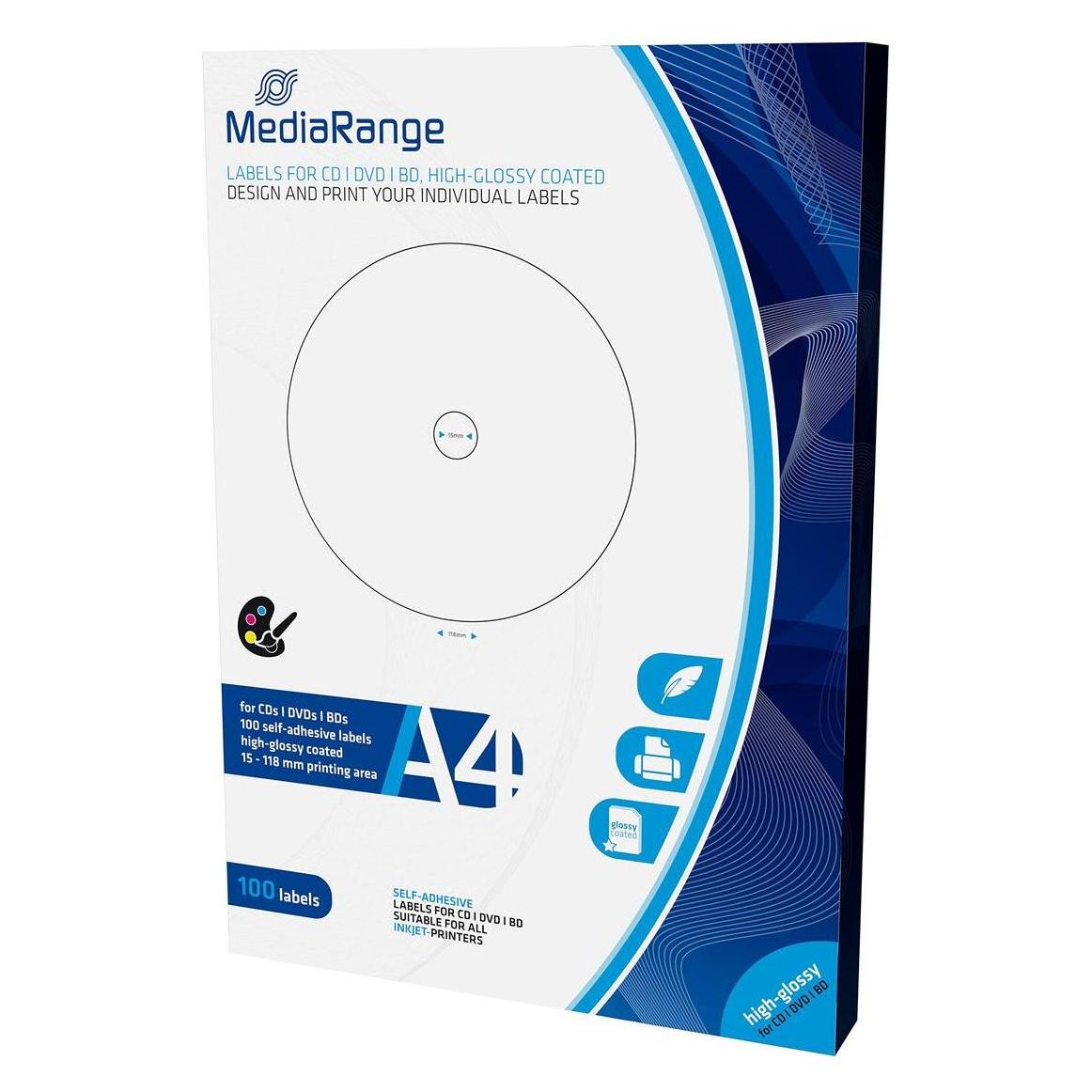 MediaRange Etiketten für CD/DVD/BD hochglänzend (MRINK132)