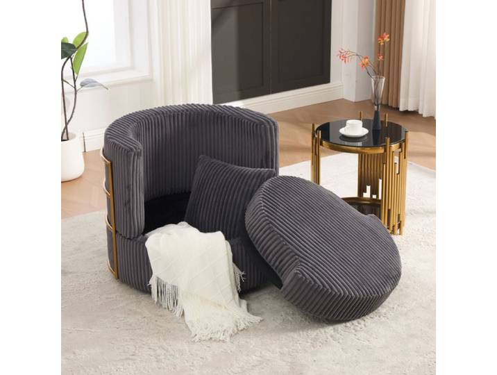Fauteuil pivotant 360° gris 76 x 79 x 78 cm – rangement sous l'assise