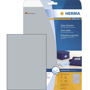 Herma 4117 Silber-Etiketten 210x297mm wetterfest, 25 Stück