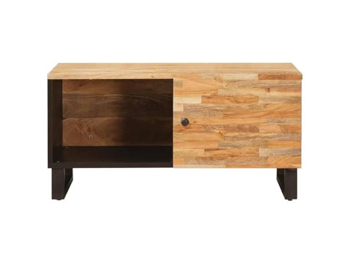 KTHLBRH Couchtisch Braun 80 x 50 x 40 cm Massives Mangoholz, handgefertigt, rechteckige Form, einfache Montage, einfache Reinigung