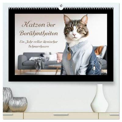 Katzen der Berühmtheiten - Ein Jahr voller ikonischer Schnurrhaare (hochwertiger Premium Wandkalender 2027 DIN A2 quer), Kunstdruck in Hochglanz