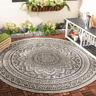 SAFAVIEH Courtyard Fran Mandala Indoor/ Outdoor Waterproof Patio Backyard Rug