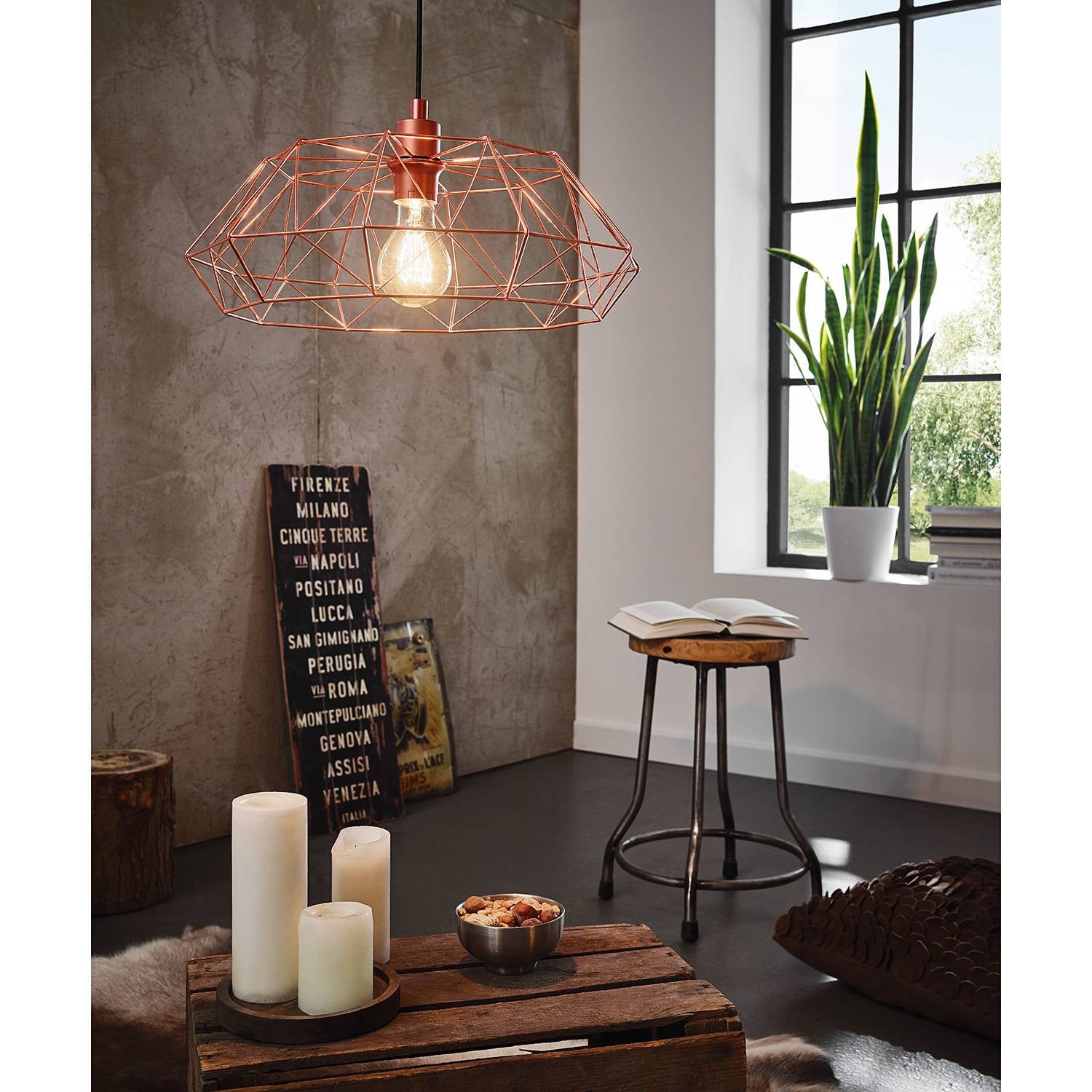 Eglo Carlton Hanglamp Koper/Zwart Metaal E27 Ø 46 cm