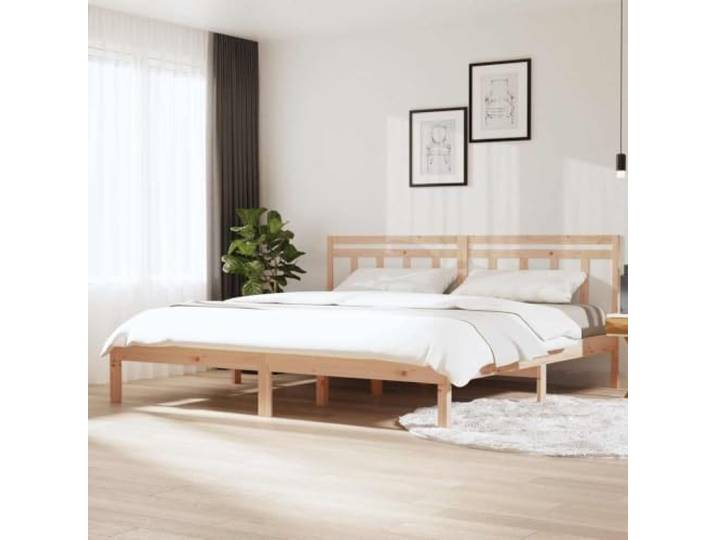 KGHFDVB Bett Natur 160 x 200 cm aus massivem Kiefernholz (unbehandelt) mit Kopfteil und Lattenrost, für Matratze 160 x 200 cm, fürs Schlafzimmer, Massives Kiefernholz