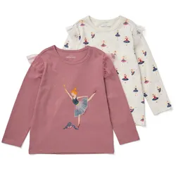 Tchibo - 2 Kinder-Langarmshirts mit Tüll-Rüschen - Mädchen - Gr. 122/128 - creme