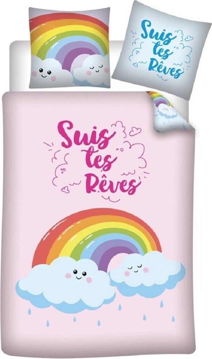 COFI 1453 Regenboog beddengoed set met kussensloop, 140 x 200 cm