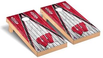 Skip's Garage Wisconsin Badgers Triangle Cornhole Board Set