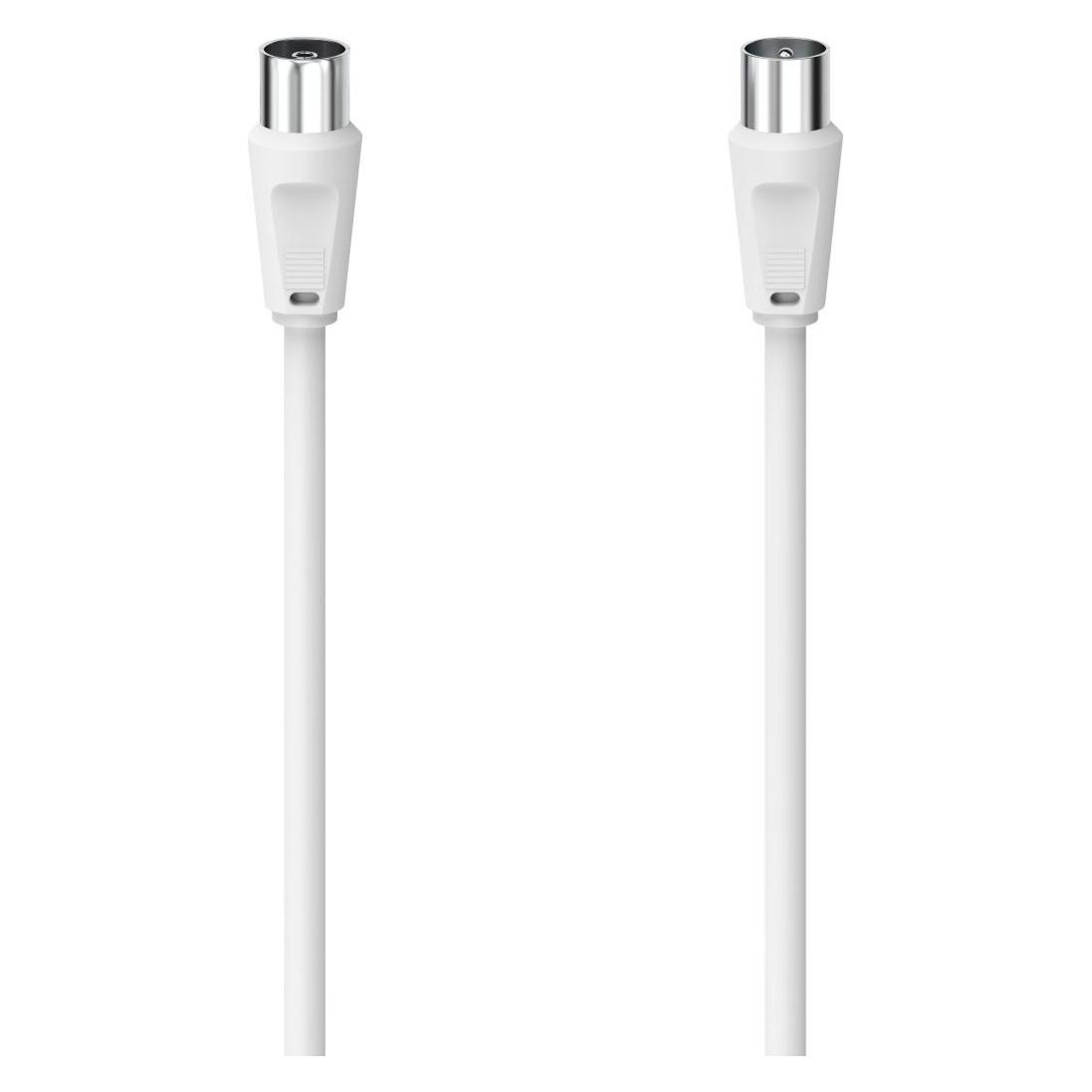 Hama Antennen-Kabel, Koax-Stecker - Koax-Kupplung, 10 m, 75 dB, Weiss (75 dB, Antennenkabel) (00305045)