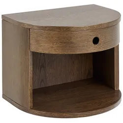 Actona »Paron« Nachttisch halbrund Eiche Rauch Furnier, Gestell Eiche rauch Furnier 40x30x31,5 cm / Eiche Rauch Furnier
