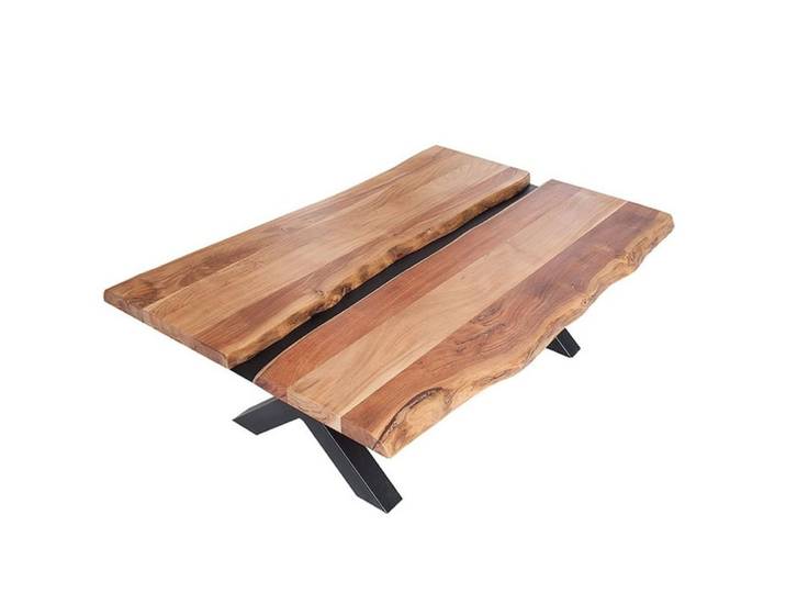 LebensWohnArt Couchtisch Design Couchtisch DIVISIO 105cm Akazie natural Baumkante