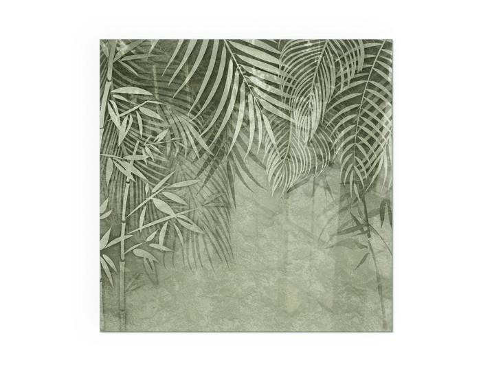 Tulup Kaminbodenplatte 60x60 cm - Tropische Blätter im Hintergrund, Grün, Glas, Quadratisch, 60x60x0.4 cm, Elektrogeräte, Heizgeräte, Elektrokamine
