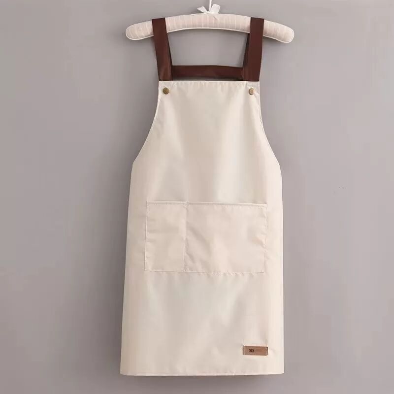 INF Ärmellose Off-White PVC-Schürze - Wasserdicht & Ölbeständig, Küchen-Essential