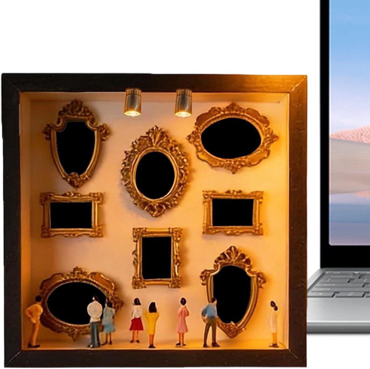 Mini Museum Fotolijst met LED-verlichting - Zwart - 25 x 25 cm