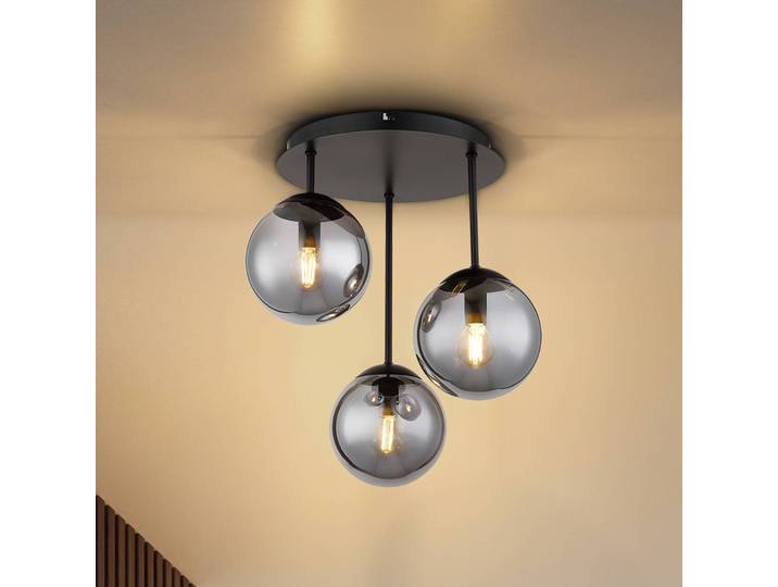 Globo Deckenlampe Harmon, dimmbar, schwarz, für Wohn- / Esszimmer, Glas, Deckenlampe