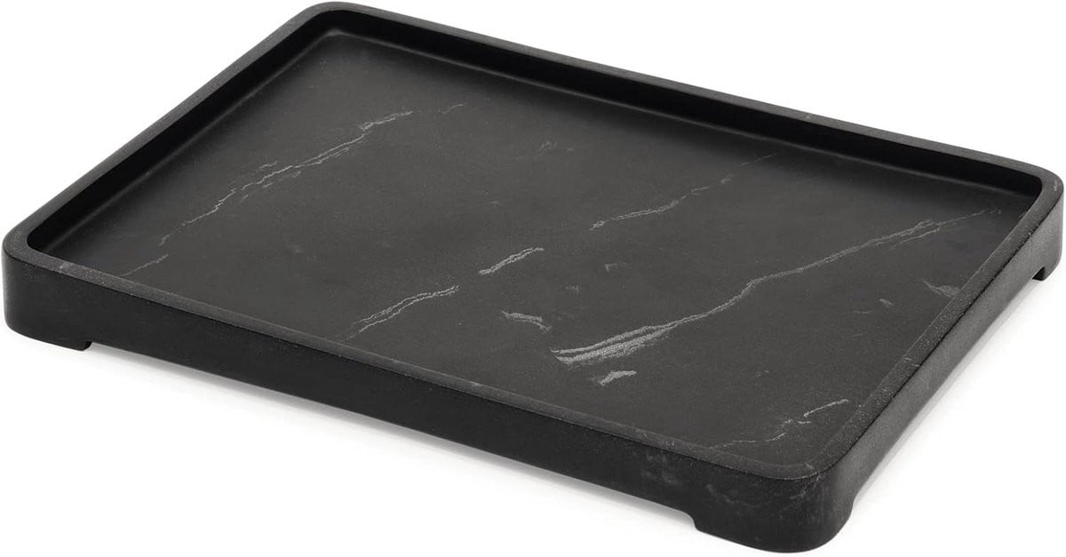 Mat Zwart Marmeren Dienblad voor Organisatie van Badkamer en Toilet
