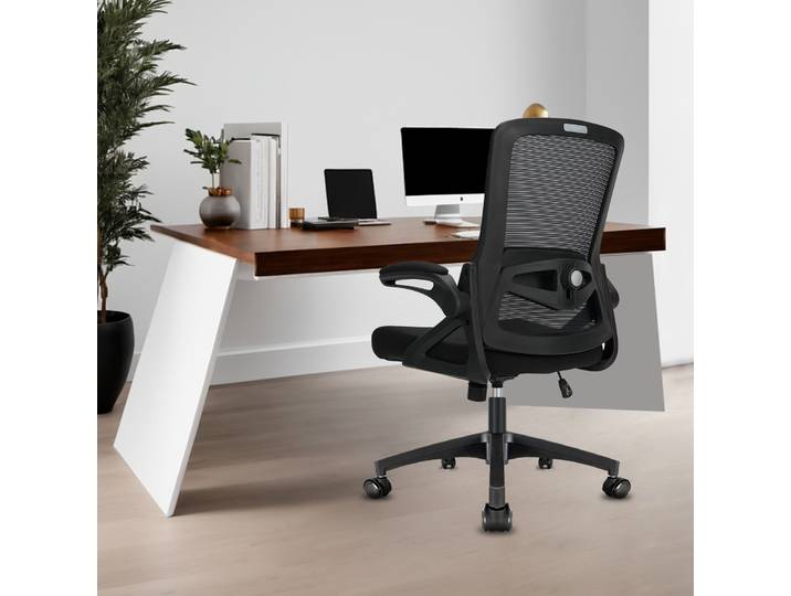Chaise de bureau Milacyee, chaise de bureau ergonomique avec 90 degrés d'inclinaison ° Accoudoir rabattable avec support lombaire, chaise réglable en hauteur.