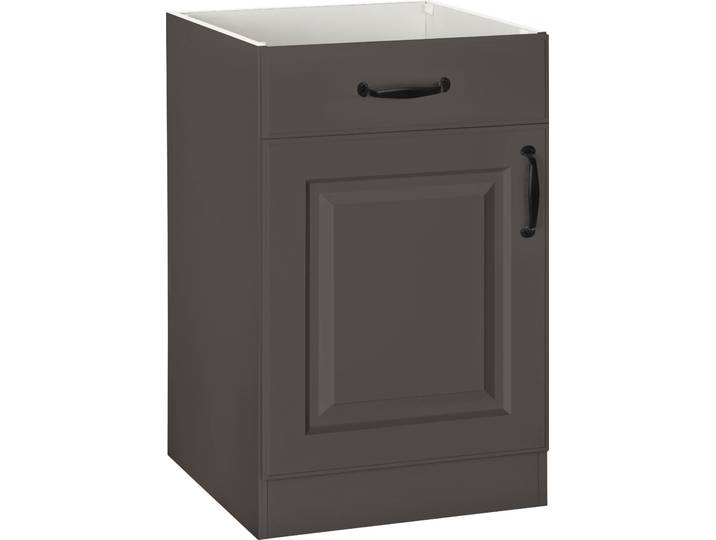Unterschrank WIHO KÜCHEN Erla , grau (front: kassette anthrazit, korpus: anthrazit), B:50cm H:82cm T:57cm, Schränke, Unterschrank, mit Kassettenfront, ohne Arbeitsplatte, in zwei Breiten