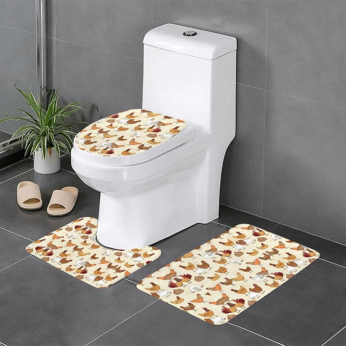 Set van 3 witte antislip badmatten voor in de badkamer