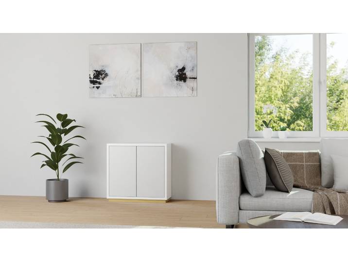 Schmale Anrichte mit Flügeltüren – gratis Magazin MDF Beschichtet MDF Weiß matt