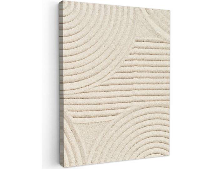 MuchoWow Leinwandbild - Muster - Abstrakt - Weiß - 60x80 - Gemälde, Beige, Textil, Kiefer, Rechteckig, 60x80 cm, gerahmt, Bilder & Rahmen, Bilder, Wandbilder