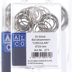 Alco Briefklammer CIRCULAR Metall glanzvernickelt 25mm 25 Stück