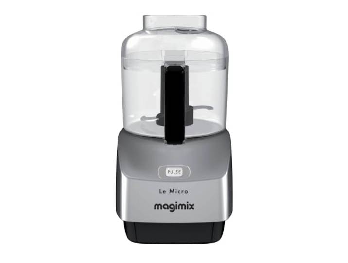 magimix Mini Food-Processor - Micro - Elektrischer Zerkleinerer, Matt Chrom , 290 W, Edelstahlmesser, Emulgieraufsatz, BPA-freier Behälter, Impulsfunktion, Matt Chrom
