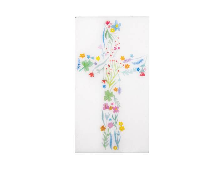 Wachsmotiv Florales Kreuz, 6,5x12cm, SB-Btl. 1Stück