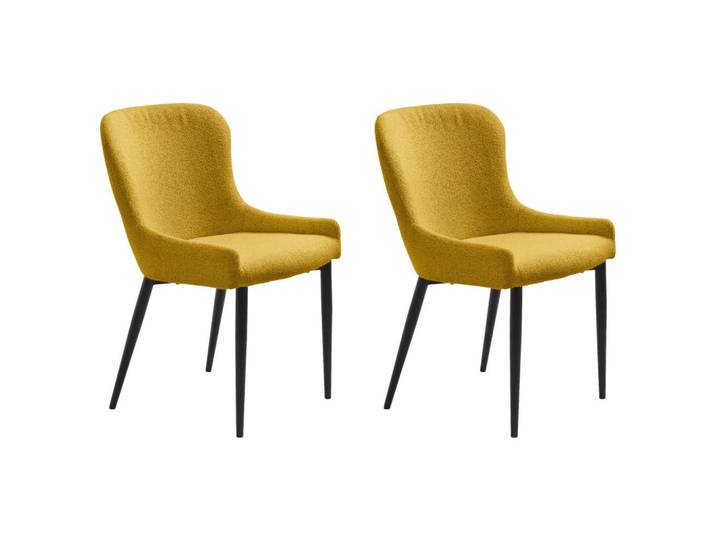 Livetastic Stuhl Ontario Chair Mustard Bouclé, Gelb, Rundrohr, 52x82x60 cm, Esszimmer, Stühle, Esszimmerstühle, Vierfußstühle