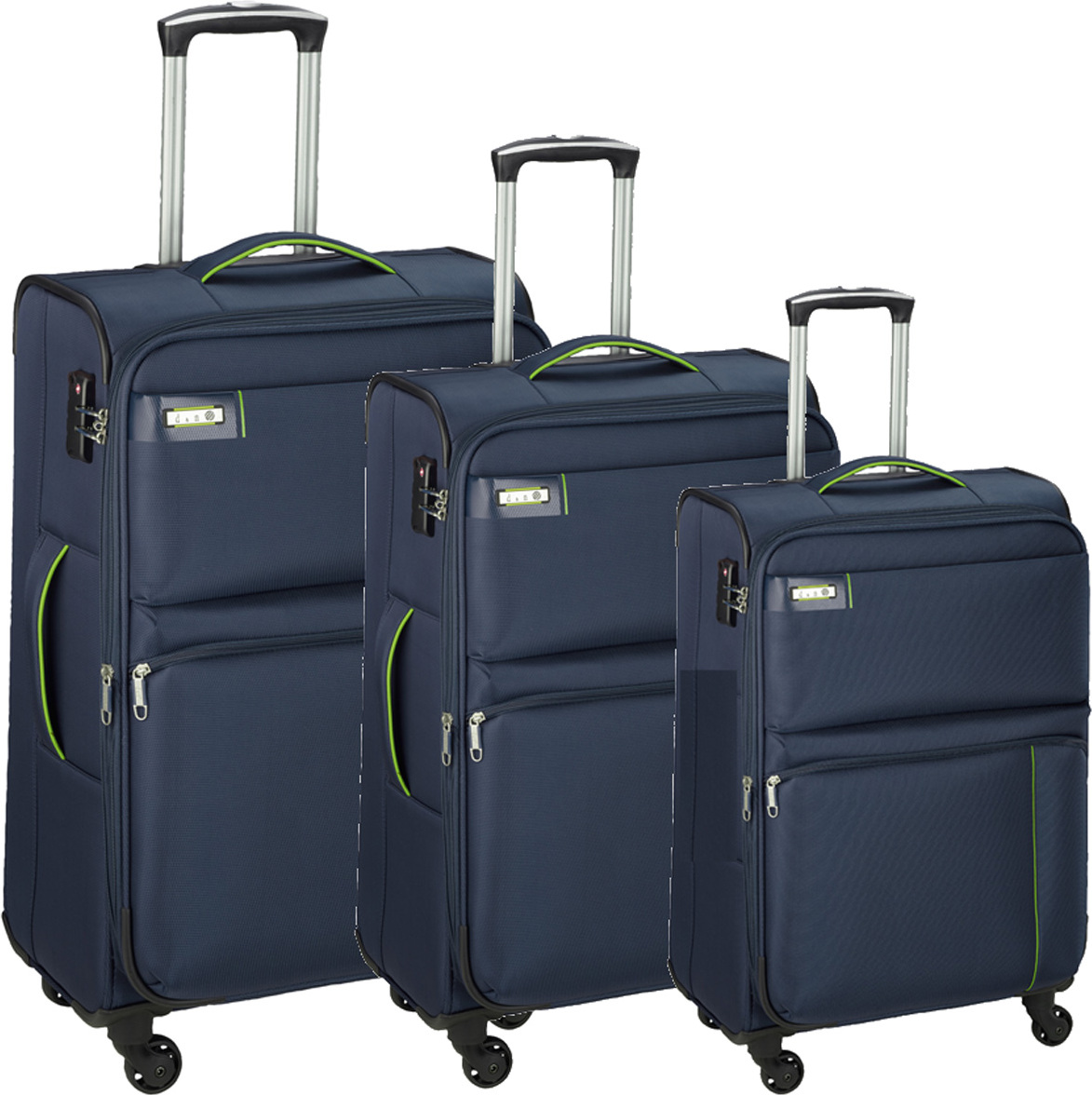 Leichter Koffer, 3-teiliges Trolley Set für Reise auf Räder Blau Bowatex