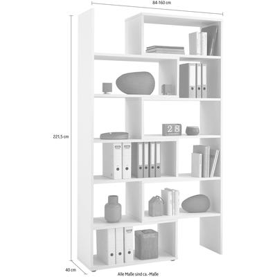 Eckregal FMD "Calvi, Regal", braun (alteichefarben), B:84cm H:221,5cm T:40cm, Holzwerkstoff, Regale, Eckregal, Eckregal/Standregal, variabel aufstellbar, Breite 84-160 cm